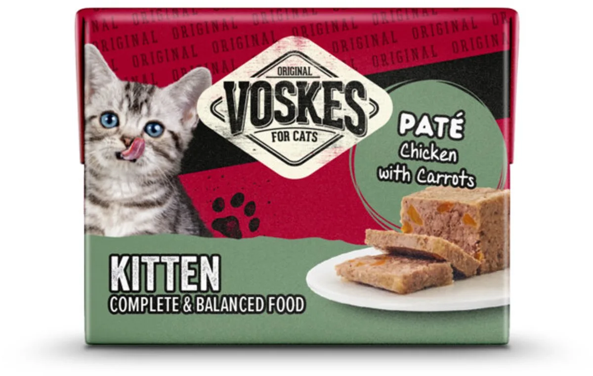 Original Paté Kitten Kip & Wortelen - 8 x 95 gr van Voskes – productfoto