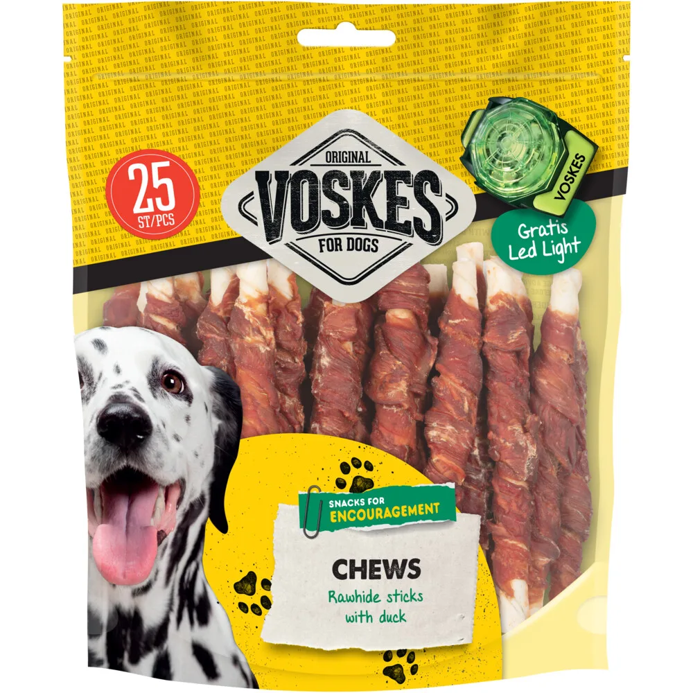 Original Runderhuid Sticks Eend 25 stuks by Voskes – product photo