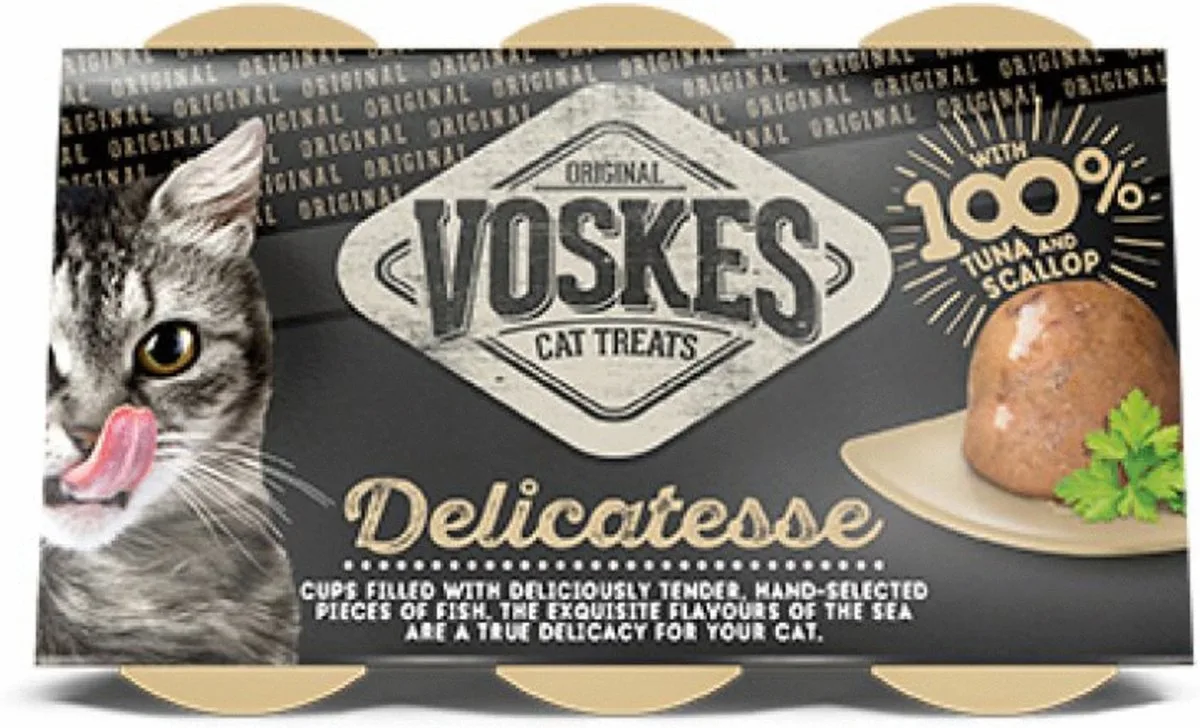Tender Pieces Tonijn en Sint - Jakobsschelp 6 x 25 gr van Voskes – productfoto