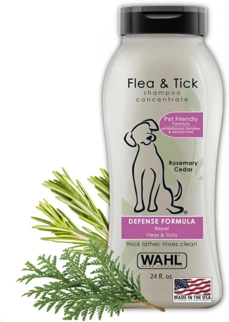 USA Vlooien- & Tekenwerende Hondenshampoo 709 ml – Defense Formula met Rozemarijn & Cederhout – Reinigend & Verfrissend de Wahl – photo produit