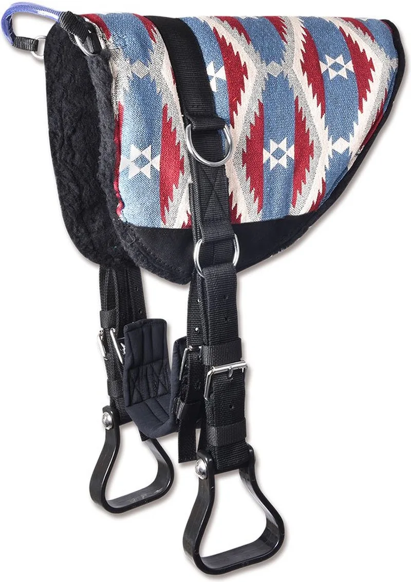 Bareback Pad Zadel Veelkleurig Shetland de Waldhausen en Bleu, Rouge – photo produit