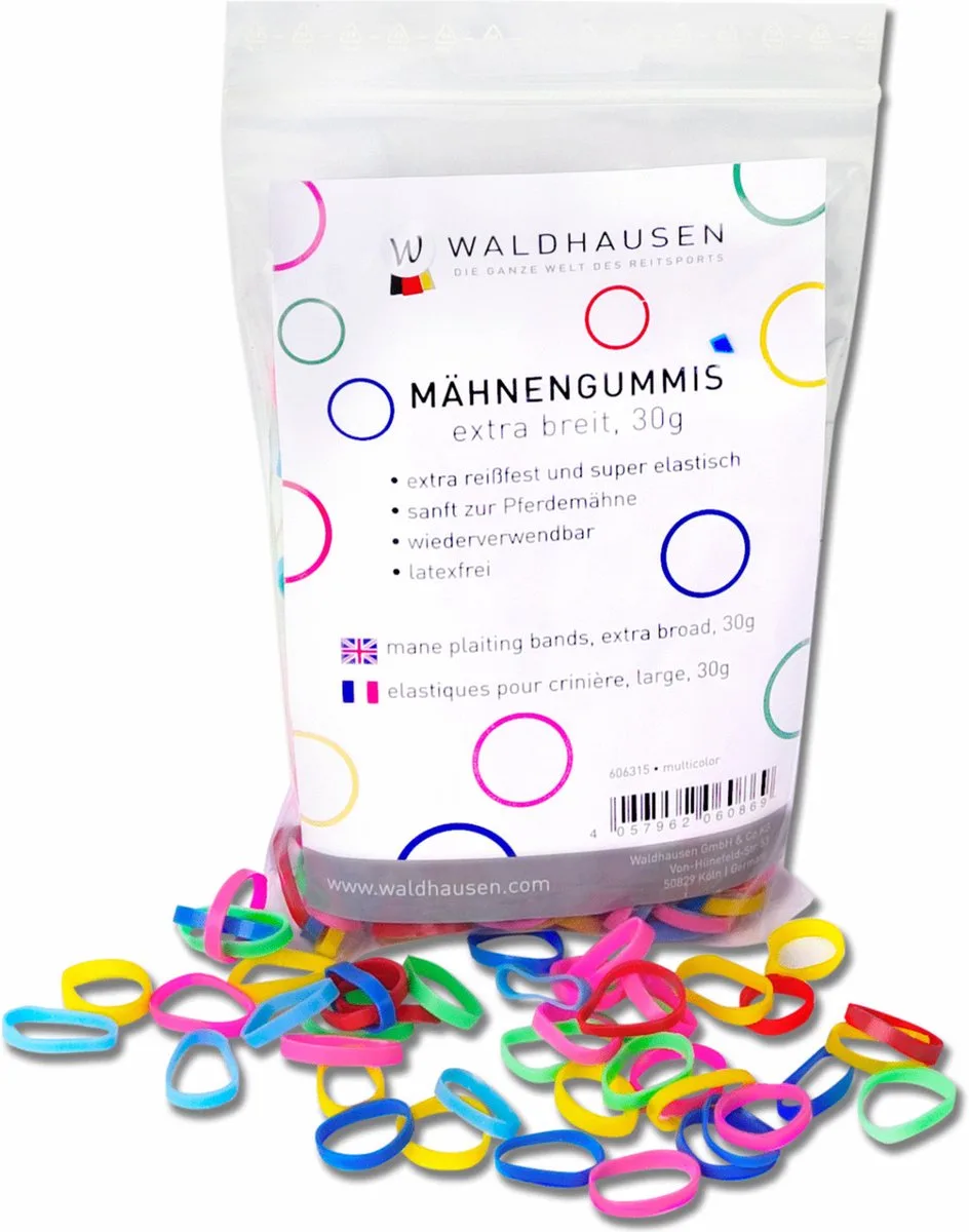 Elastiekjes Zak - Paardenverzorging - Ø15x3 mm 30 g Multi-Color de Waldhausen en Multicolore – photo produit