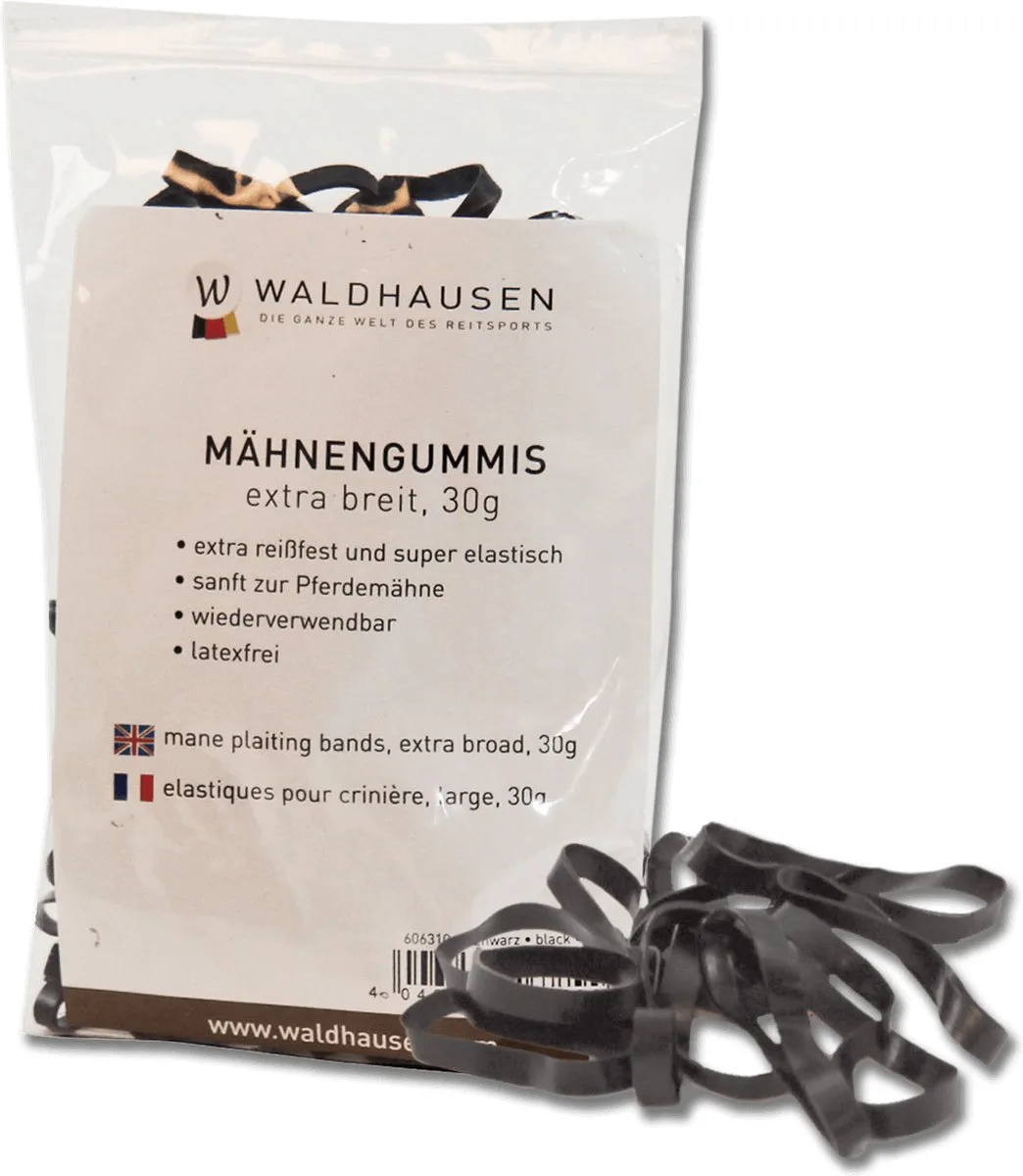 Extra Brede Invlechtbandjes Voor Manen - Bijna Uitverkocht! van Waldhausen in Zwart – productfoto