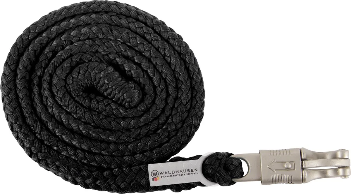halstertouw plus met paniekhaak van Waldhausen in Zwart – productfoto