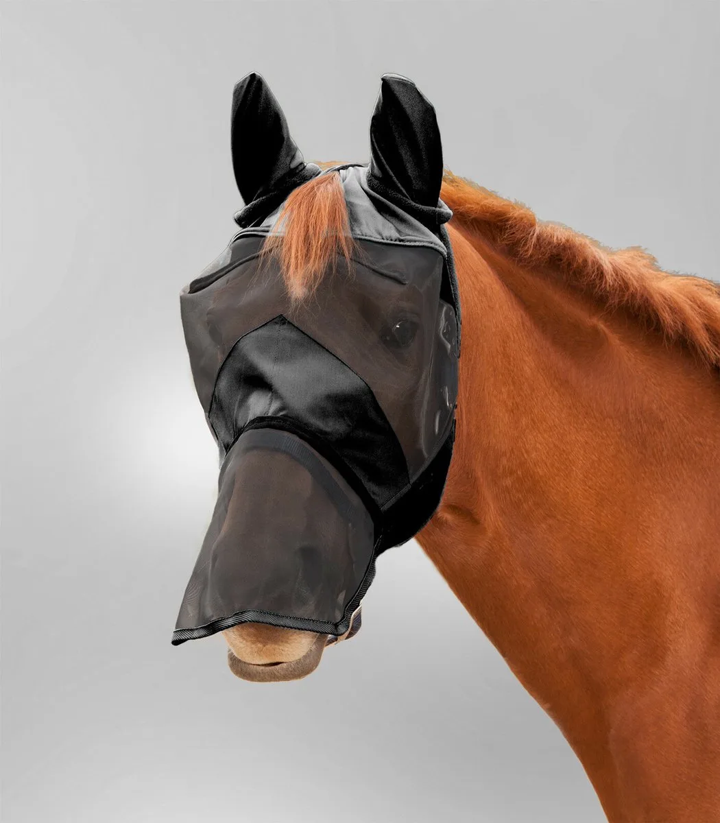 Luxe Vliegenmasker Met Oren En Neus Zwart - Anti insect - Cob från Waldhausen – produktbild