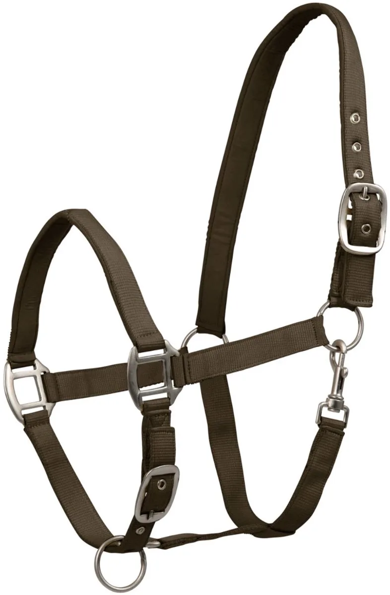 Perlon Halster Satin - Paardenhalster - Groen Warmbloed by Waldhausen in Donkergroen-bruin – product photo