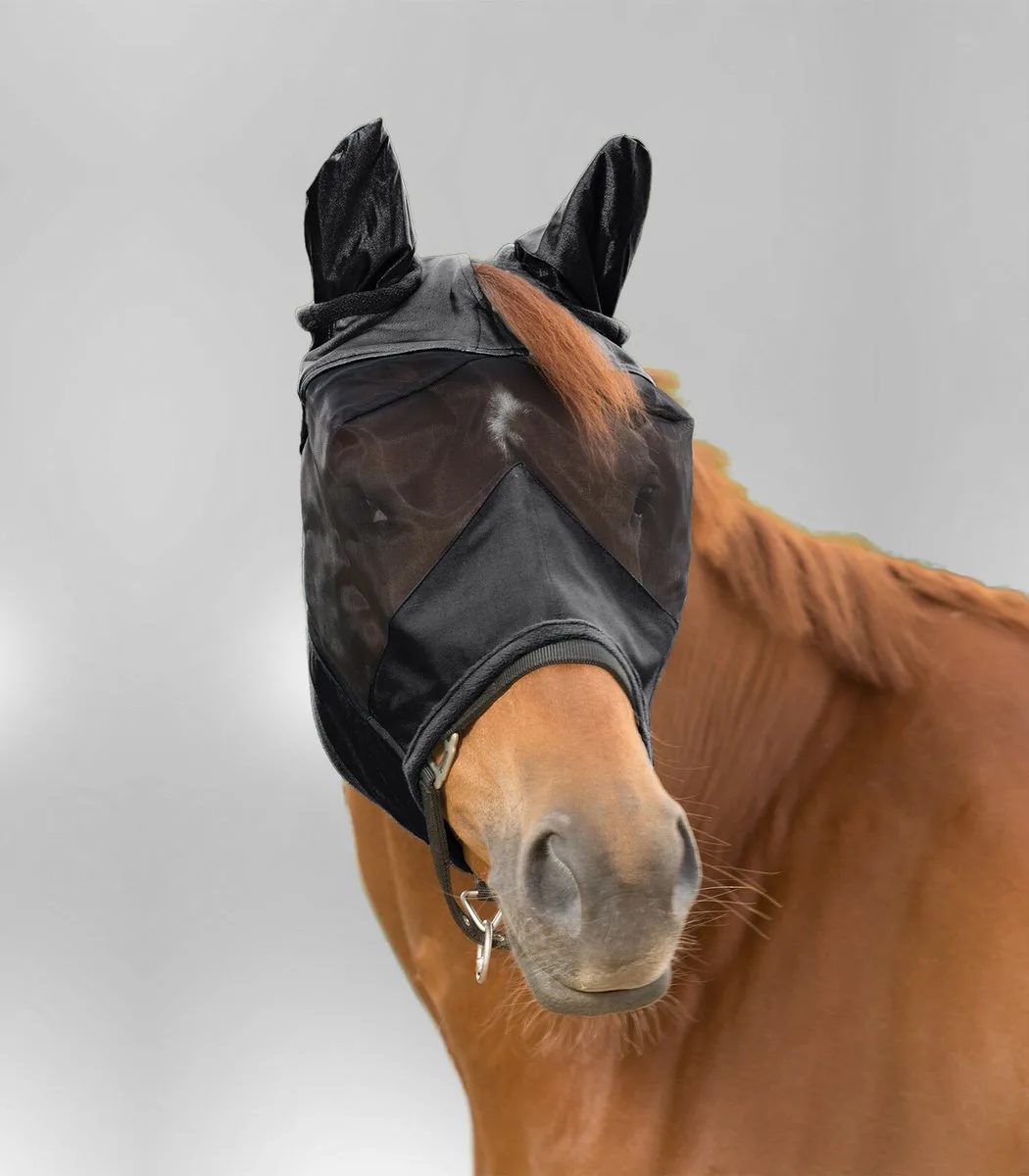 PREMIUM vliegenmasker met gehoorbescherming Cob Zwart från Waldhausen – produktbild