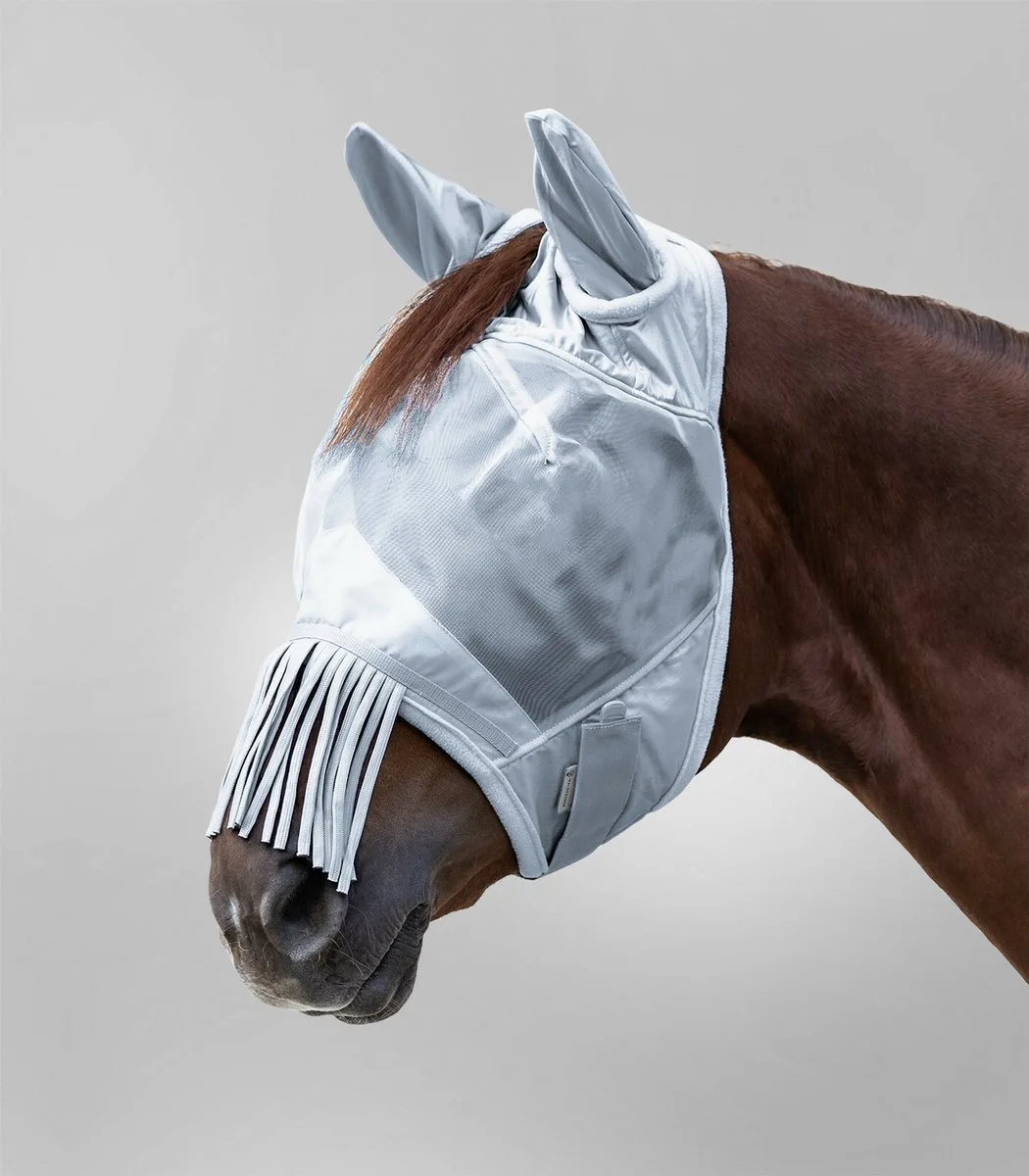 PREMIUM vliegenmasker met gehoorbescherming en neusrand Extra Full Zilver Grijs från Waldhausen – produktbild