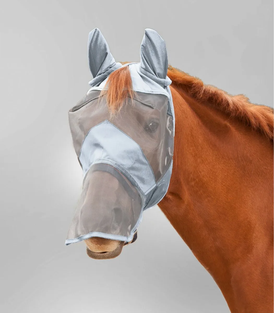 PREMIUM vliegenmasker met oor- en neusbescherming Cob Zilver Grijs van Waldhausen – productfoto