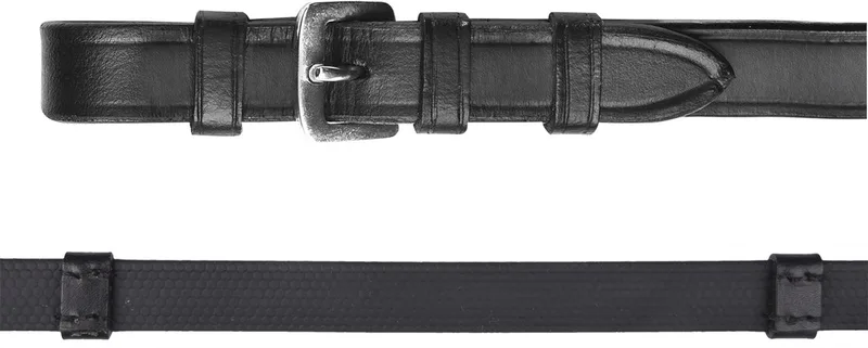 X-Line Rubber Reins With Stoppers | Pony de Waldhausen en Noir – photo produit
