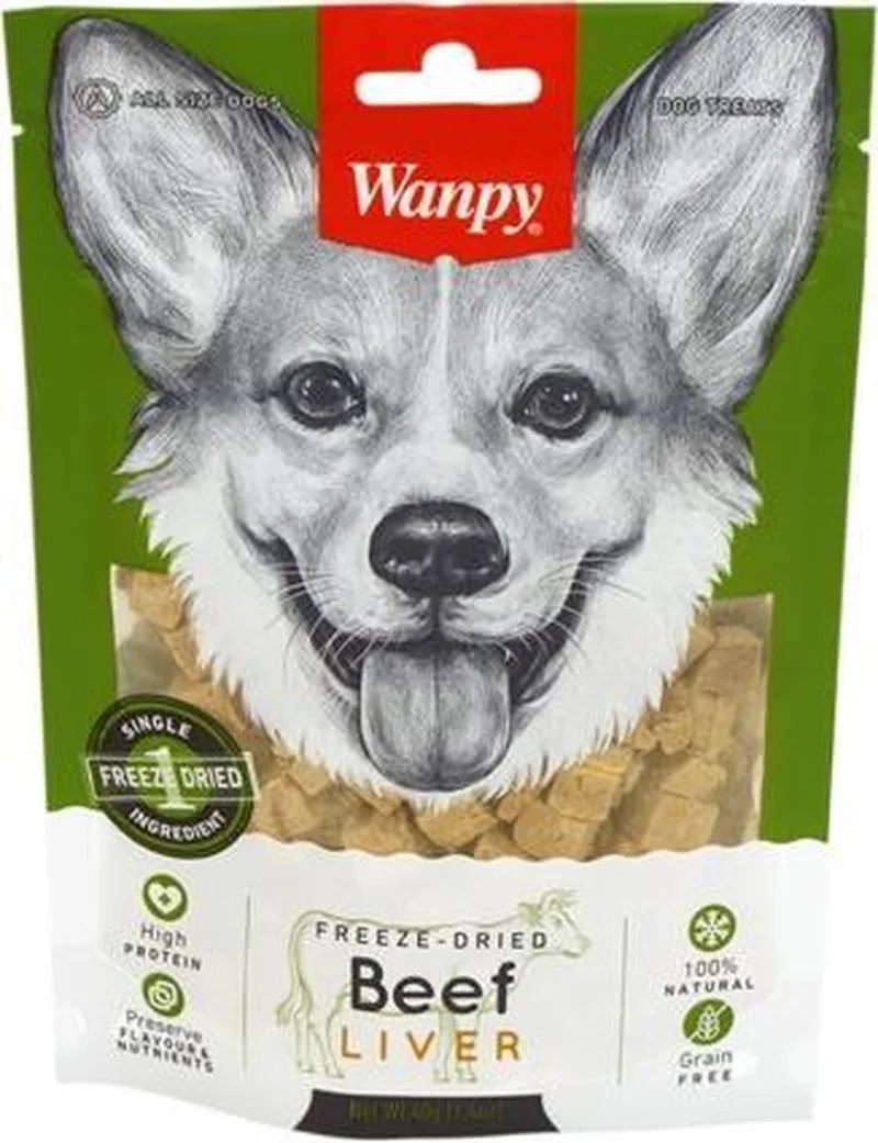 Gevriesdroogde Runderlever - hondensnack von Wanpy – Produktfoto