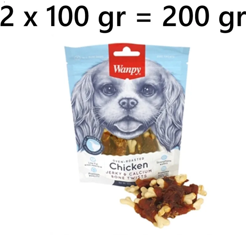Hondensnack - oven-roasted chicken jerky biscuit - 100 gr - ** 2 X ** = 200 gr - low fat - high protein - premium quality - healty digestion - lekker en gezond von Wanpy – Produktfoto