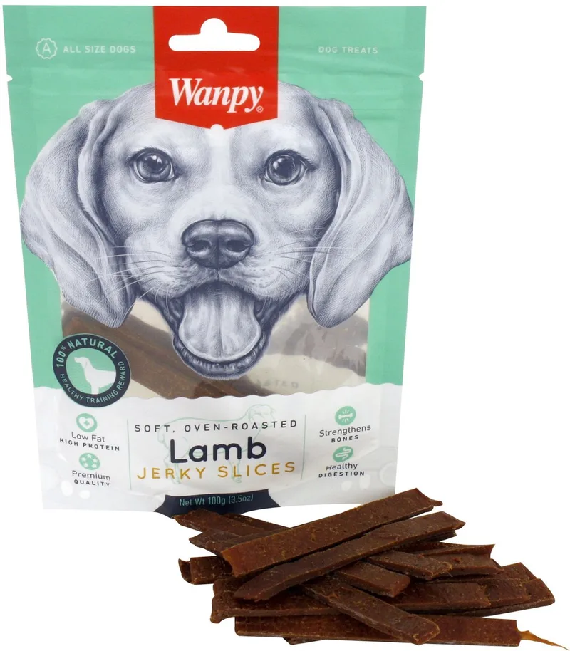 Hondensnack Wanpy - Lamsvlees Jerky Slices - 100gr, Natuurlijke, Eiwitrijke Snack, Laag in Vet von Wanpy – Produktfoto