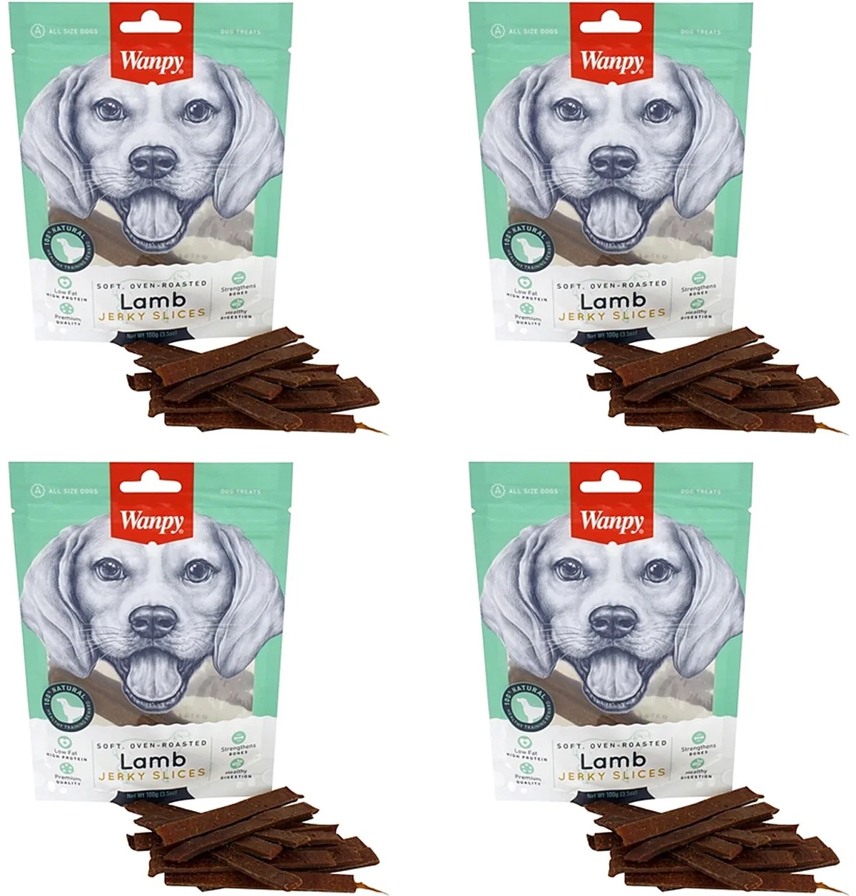 Hondensnack Wanpy - Lamsvlees Jerky Slices - 4 stuks - Voordeelset von Wanpy – Produktfoto