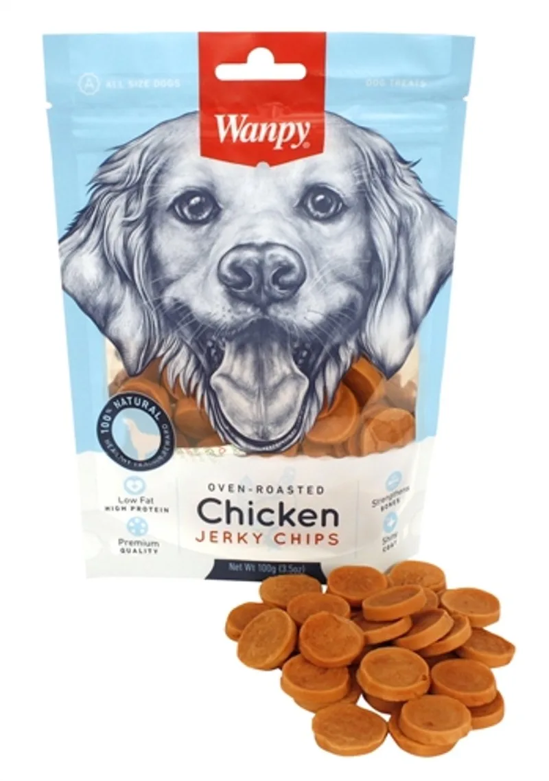 Hondenvoer Wanpy - Kip Jerky 100gr - Laag in Vet, Eiwitrijke Natuurlijke Snack de Wanpy – photo produit
