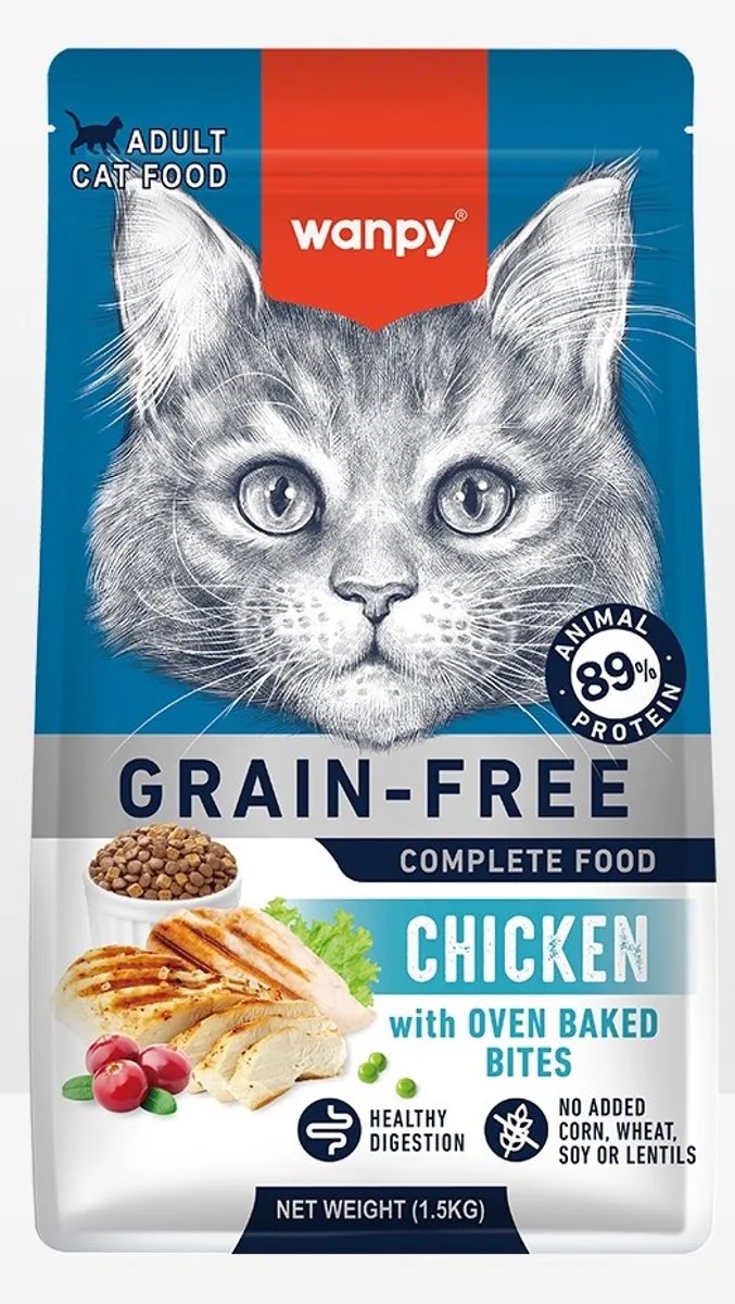 Kattenvoer - Droogvoer - Kip - Gezonde spijsvertering - 1.5 kg - Graanvrij von Wanpy – Produktfoto