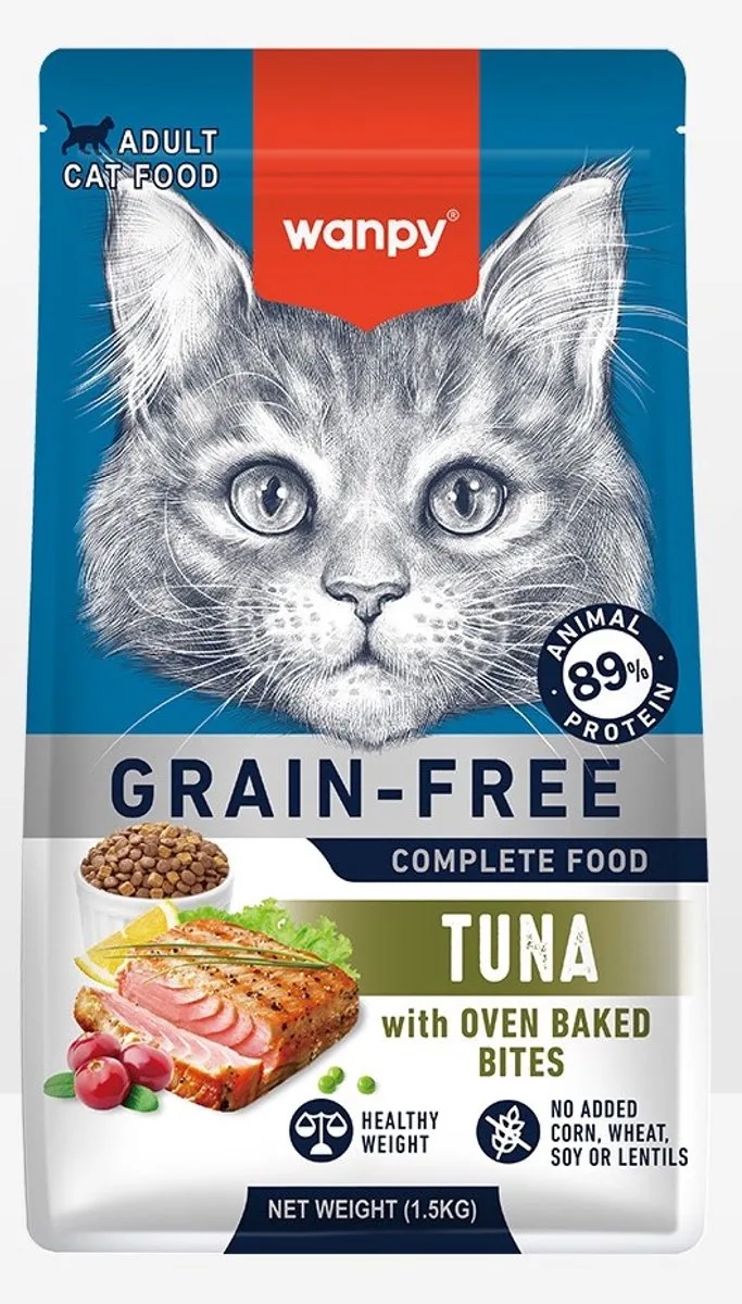 Kattenvoer - Droogvoer - Tonijn - Gezond gewicht - 1.5 kg - Graanvrij by Wanpy – product photo