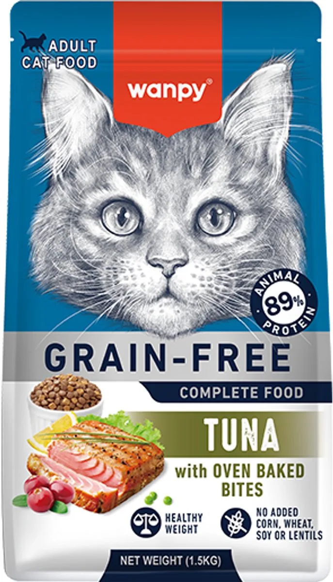 Kattenvoer - Droogvoer - Tonijn - Gezond gewicht - 500 gram - Graanvrij by Wanpy – product photo