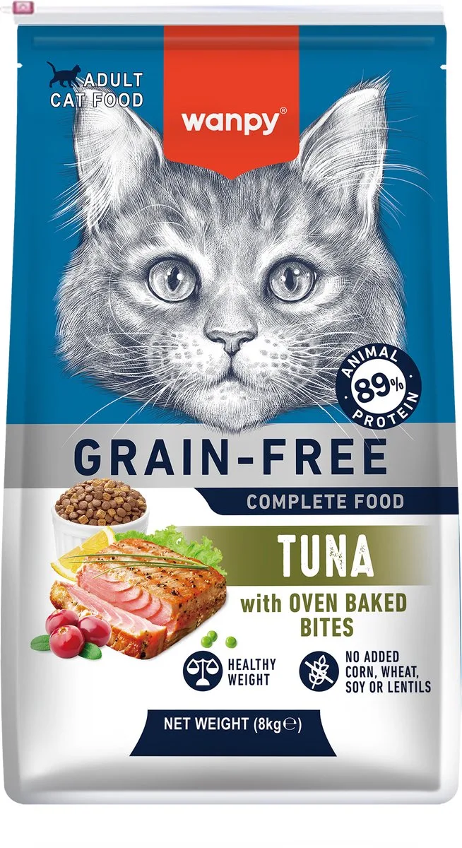 Kattenvoer - Droogvoer - Tonijn - Gezond gewicht - 8 kg - Graanvrij by Wanpy – product photo