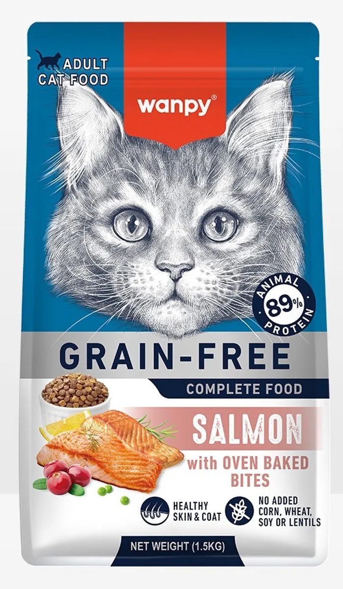 Kattenvoer - Droogvoer - Zalm - Huid & Vacht- 1.5 kg - Graanvrij von Wanpy – Produktfoto