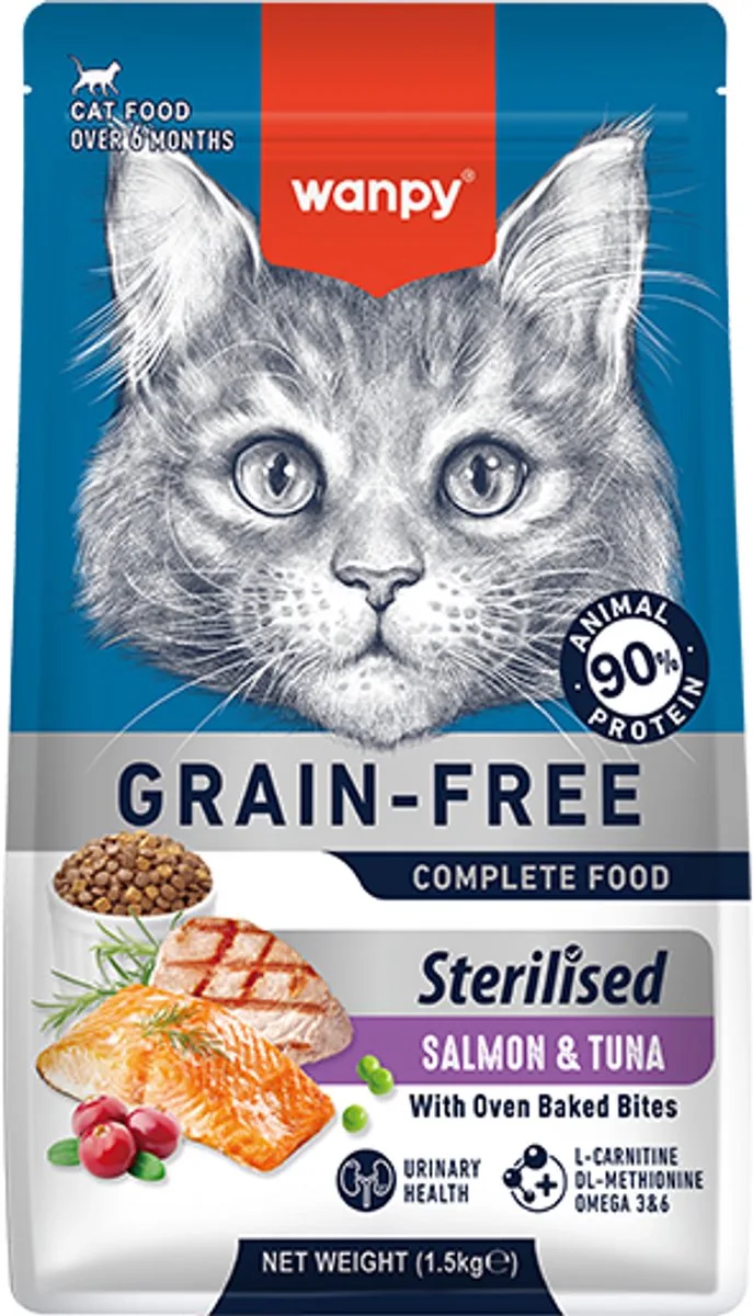 Kattenvoer - Droogvoer - Zalm & Tonijn - Sterilised - 1.5 kg de Wanpy – photo produit