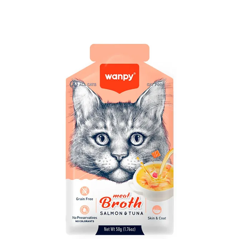 Nourriture Pour Chats Au Thon Et Saumon En Bouillon De Viande de Wanpy – photo produit