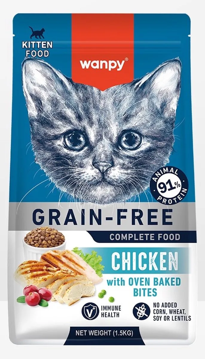 Kitten - Kattenvoer - Droogvoer - Kip - 1.5 kg - Graanvrij de Wanpy – photo produit