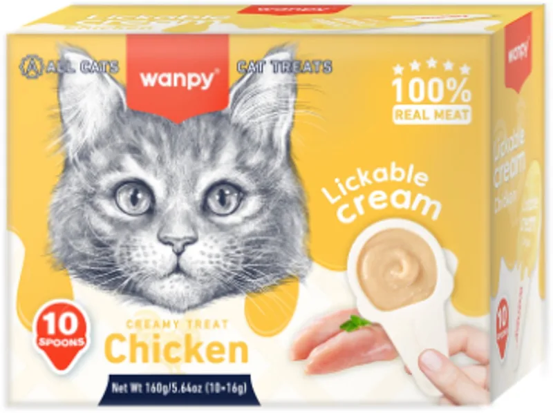 likbare crème in lepel - Kip - 10 stuks - Kattensnack by Wanpy – product photo