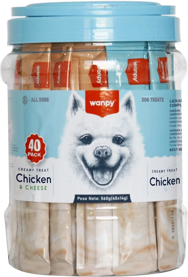likbare hondensnack - Kip + Kip & Kaas- Voordeelpack 40 stuks - Hondensnacks - Creamy Treat von Wanpy – Produktfoto