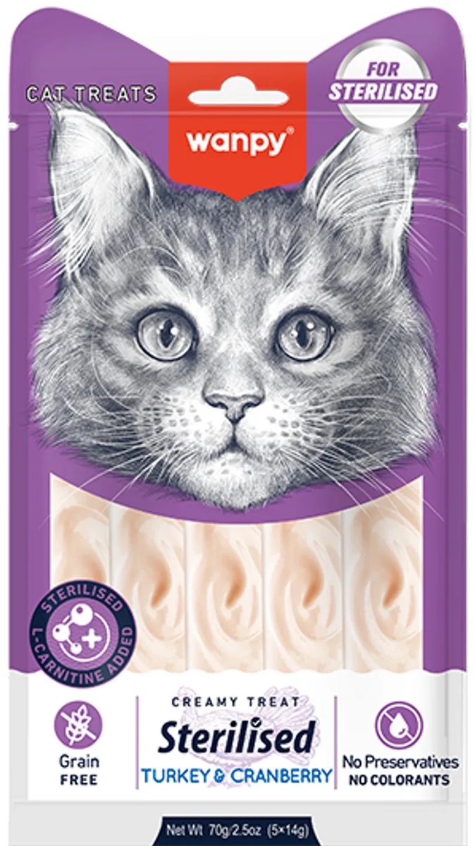 Likbare snack - Sterilised - Kalkoen & Cranberry - 3x 5 stuks de Wanpy – photo produit