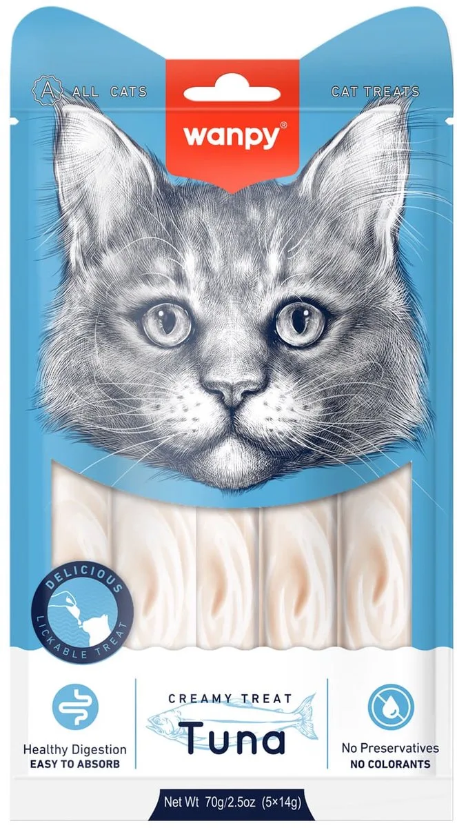 Likbare snack Tonijn - 15 sticks van 14g de Wanpy – photo produit
