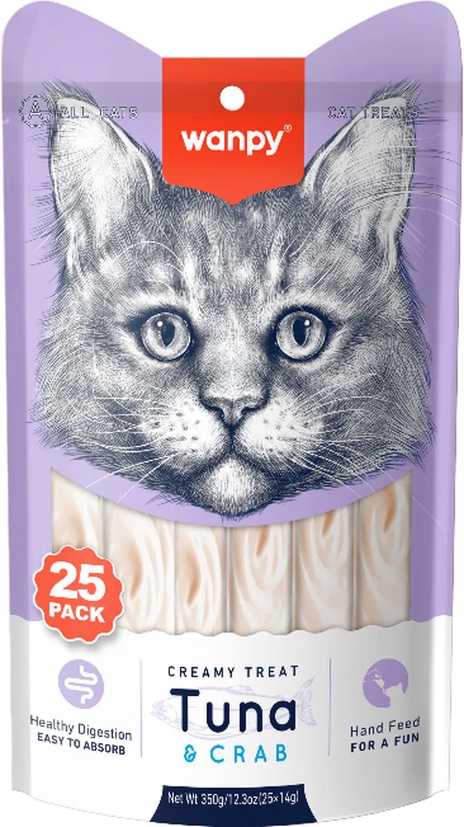 likbare snack Tonijn & Krab - Voordeelpack 25 Stuks - Kattensnack von Wanpy – Produktfoto