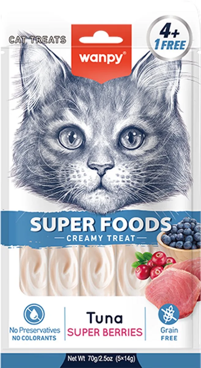 likbare snack - Tonijn & Super Bessen - Superfoods - 3x 5 stuks de Wanpy – photo produit