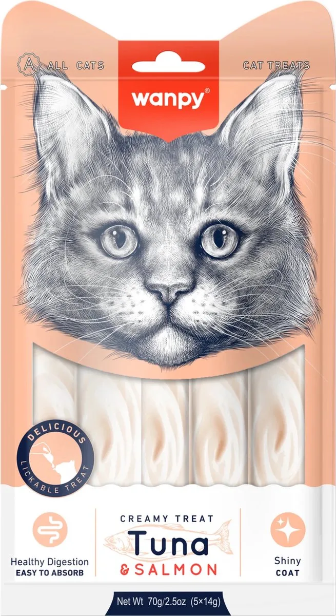 likbare snack tonijn & zalm 5 sticks van 14g de Wanpy – photo produit