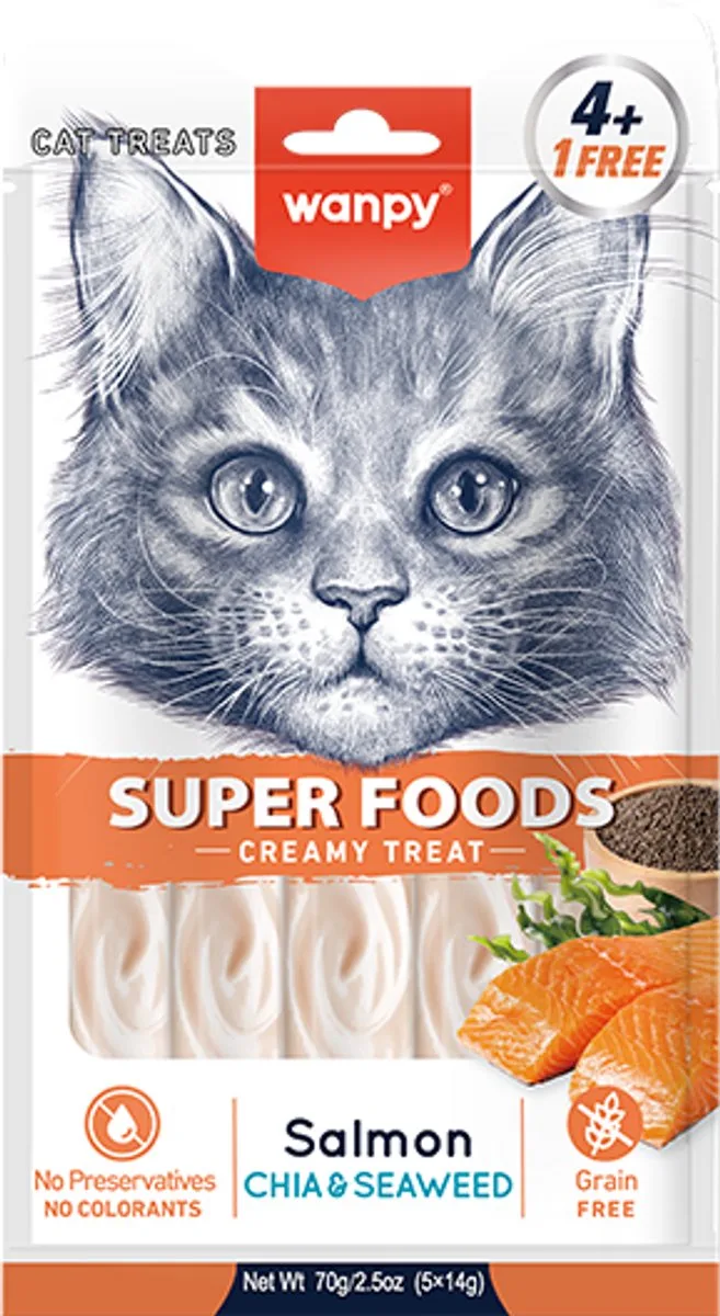 likbare snack - Zalm, Chiazaad & Zeewier- Superfoods - 3x 5 stuks de Wanpy – photo produit