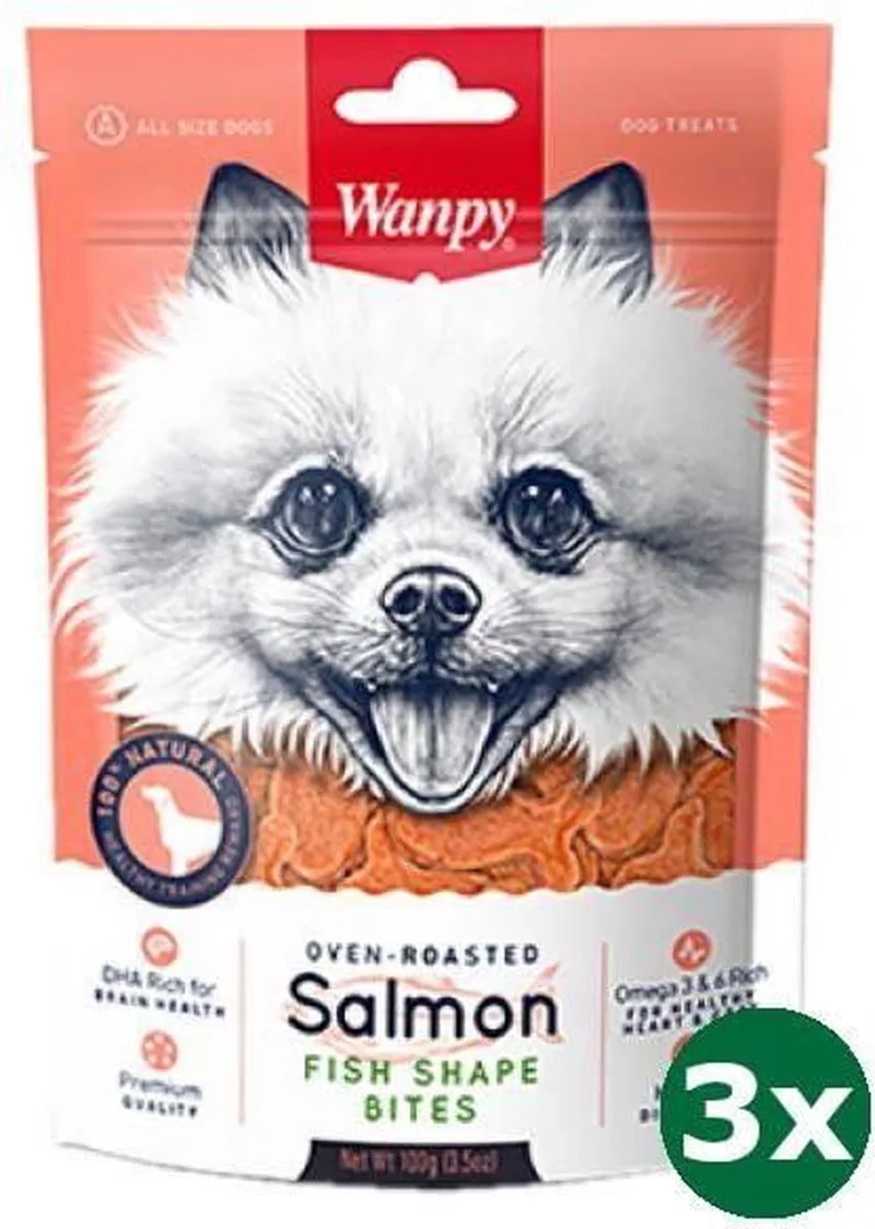 oven-geroosterde zalm in visvorm hapjes hondensnack 3x100 gr de Wanpy – photo produit