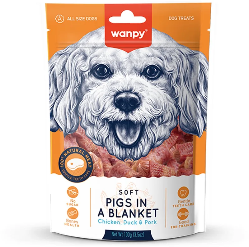 Pigs in a blanket - kip, eend & varken - hondensnack by Wanpy – product photo