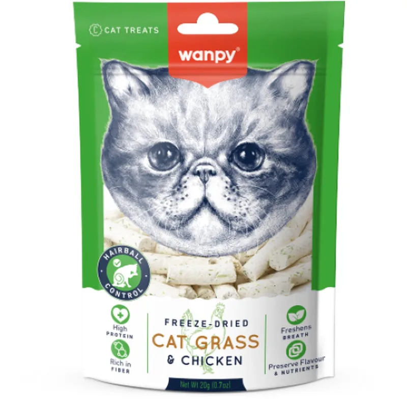 Snacks met Kattengras & Kip - Gevriesdroogd fra Wanpy – produktbillede