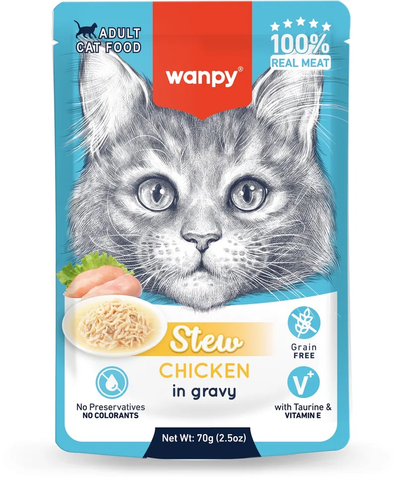 Stoofpot Kip - Kattenvoer - Natvoer - 10 stuks van 70gram de Wanpy – photo produit