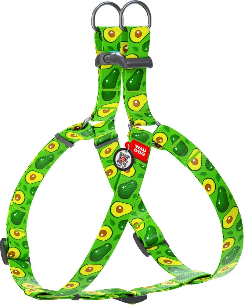 Advacado Harnas / Hondentuigje - Nylon - Gratis QR-tag - Breedte: 15 mm - Borstomtrek: 40 - 55 cm (GELIEVE ALVORENS BESTELLEN OPMETEN) de Waudog en Vert – photo produit