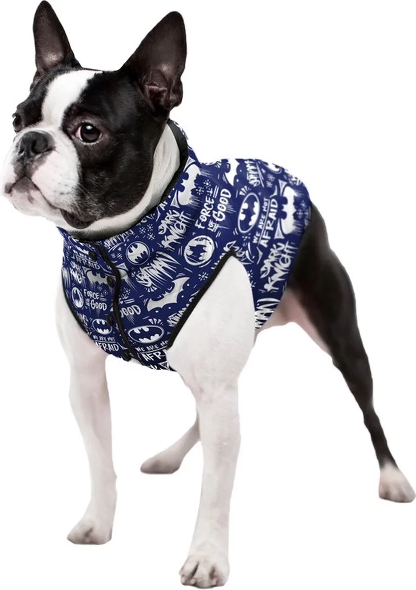 Batman Hondenjas / Hondenjack - Vulling - Blauw-Wit - XS25 - Hele kleine hondenrassen (GELIEVE ALVORENS BESTELLEN OPMETEN) de Waudog en Bleu, Blanc – photo produit