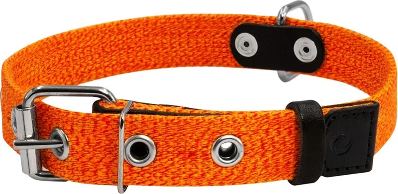 Canvas Halsband / Hondenhalsband - Katoen - Oker - L - Breedte: 3,5 cm - Nekomtrek: 51 - 63 cm (GELIEVE ALVORENS BESTELLEN OPMETEN) von Waudog in Oker gemêleerd – Produktfoto