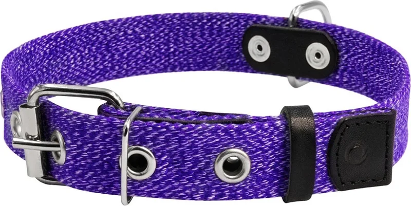 Canvas Halsband / Hondenhalsband - Katoen - S - Breedte: 2 cm - Nekomtrek: 31 - 41 cm (GELIEVE ALVORENS BESTELLEN OPMETEN) von Waudog in Paars gemêleerd – Produktfoto