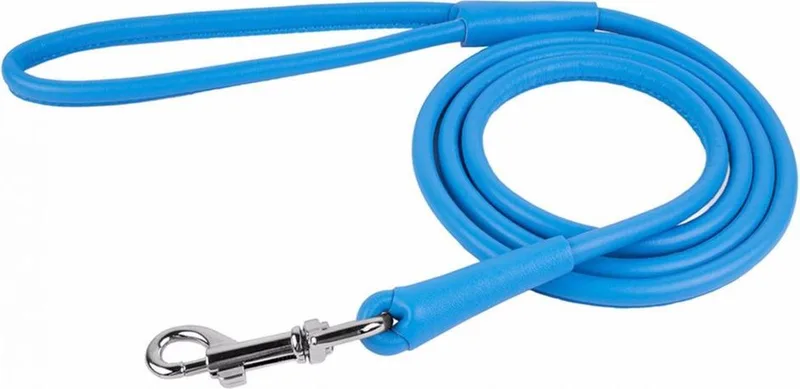 Collar Glamour - Ronde leren hondenriem 122 cm - 1,3 cm breed von Waudog in Blau – Produktfoto