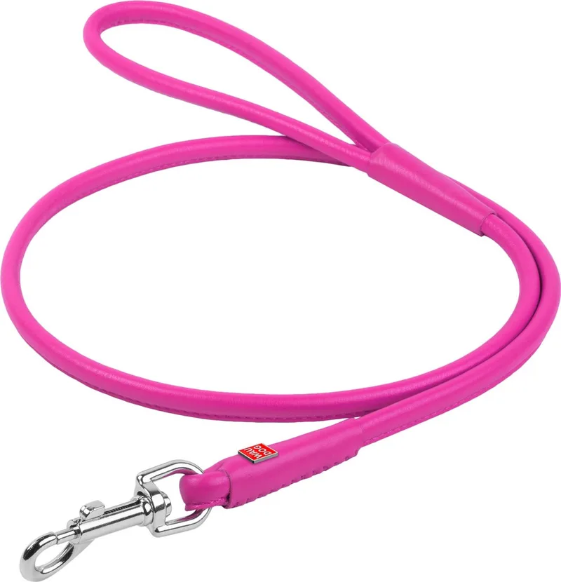 Collar Glamour - Ronde leren hondenriem 122 cm - Maat M von Waudog in Rosa – Produktfoto