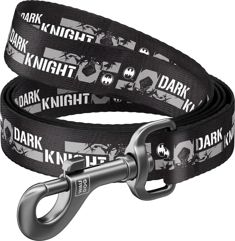 Dark Knight Hondenlijn / Hondenriem - Nylon - Breedte: 20 mm - Lengte: 122 cm von Waudog in Schwarz – Produktfoto
