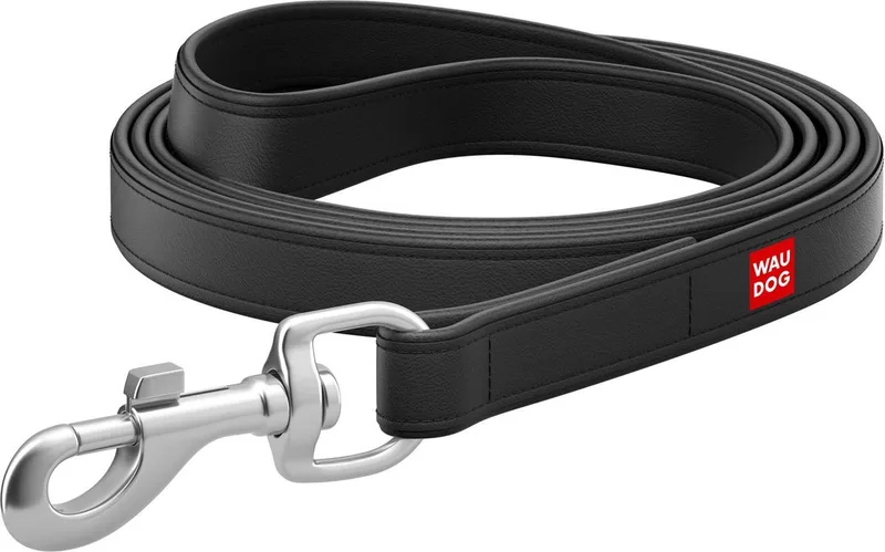 Design Hondenriem / Hondenlijn - Echt Leder - Breedte: 18 mm - Lengte: 122 cm de Waudog en Noir – photo produit