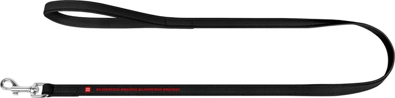 Design # I Love My Dog Hondenriem - Echt Leder - Breedte: 12 mm - Lengte: 122 cm de Waudog en Noir – photo produit