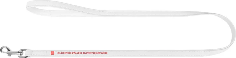 Design # I Love My Dog Hondenriem - Echt Leder - Breedte: 18 mm - Lengte: 122 cm by Waudog in White – product photo