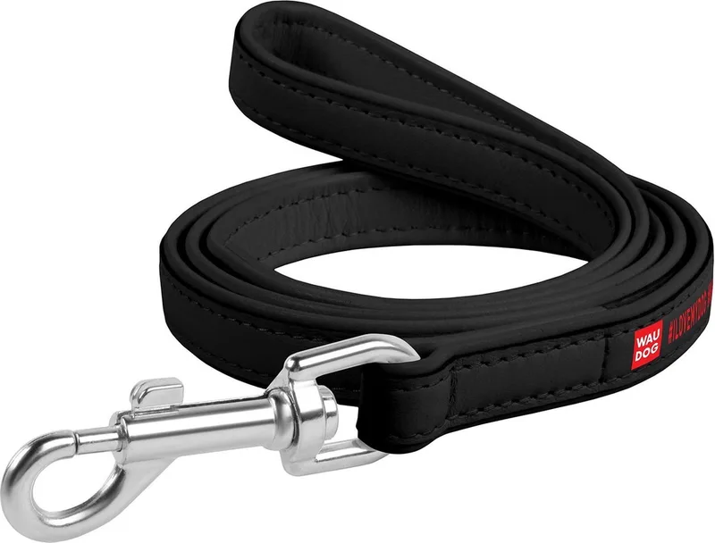 Design #I Love My Dog Hondenriem / Hondenlijn - Echt Leder - Breedte: 2,5 cm - Lengte: 122 cm - Geschikt voor grote honden de Waudog en Noir – photo produit